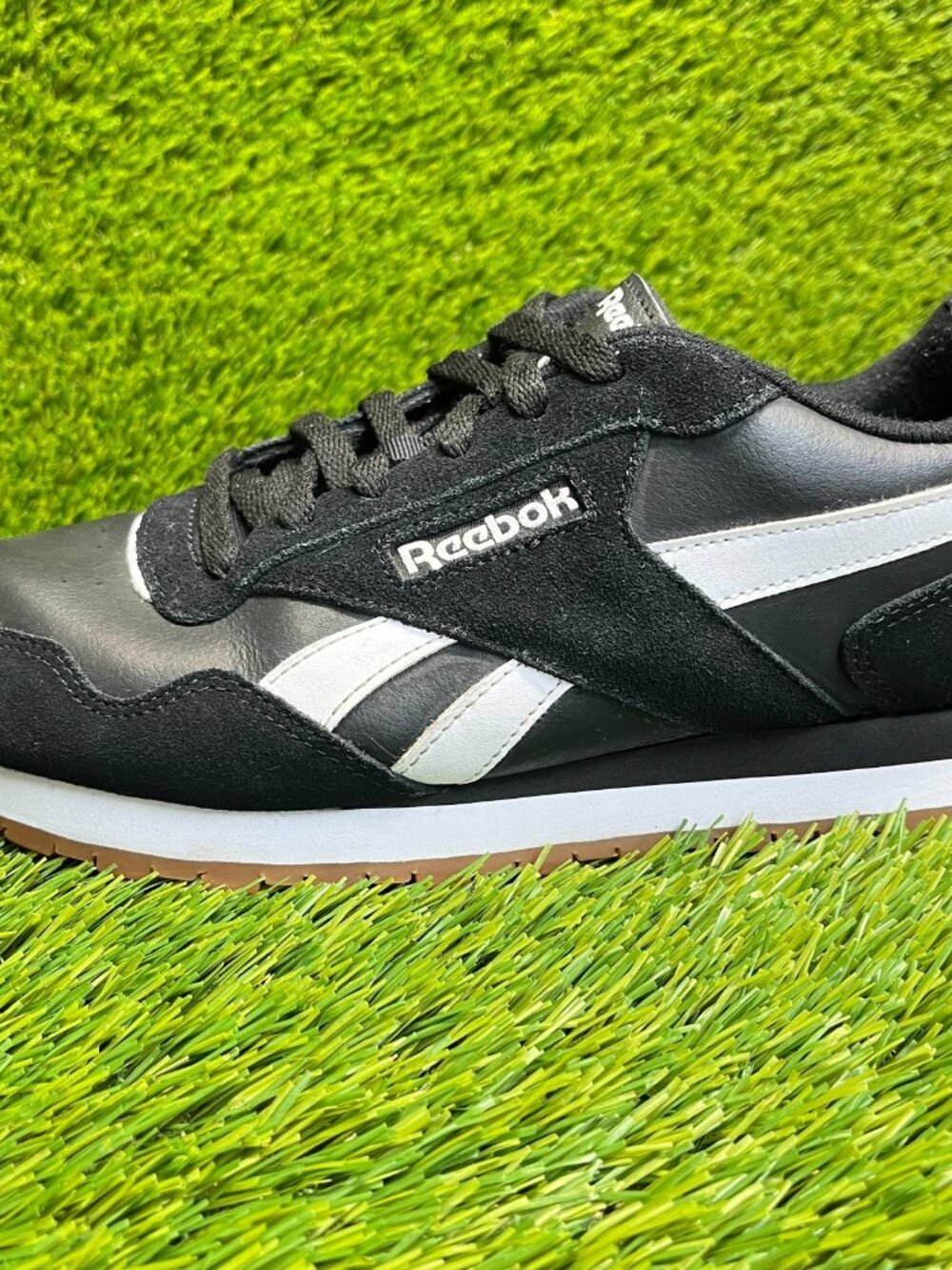 Reebok Harman Mens Size 9 Black White Leather Walking Casual Classic Shoes - Picture 3 of 10